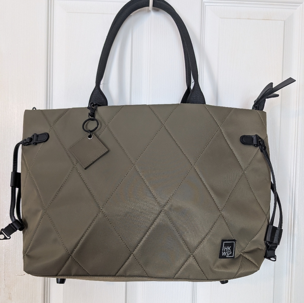 IHKWIP Military Olive/Green Tote Bag With Pink and Orange Crossbody Strap, NWOT